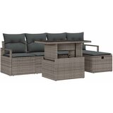 vidaXL 6-delni vrtni sofa set z blazinami Siva Poli Ratan, 2-sedežna vrtna sofa z blazinami Siva Poli Ratan | Shoptok.si