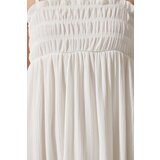  Women's White Strappy Crinkle Summer Knitted Dress | Eponuda.ba