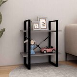 vidaXL ormarić za knjige s 2 razine sivi 60x30x70 cm masivna borovina | shoptok.hr