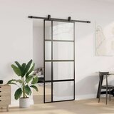  Klizna vrata s priborom crna 90 x 205 cm kaljeno staklo | shoptok.hr