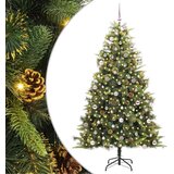 vidaXL Umjetno Drvo za Božić s Šišarkama 300 LED lampica Topla bijela - 240 cm s LED-ima i ružičastim kuglicama Cijene