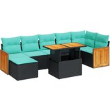  Vrtna garnitura - 8-dijelni set vrtnih sofa od poliratana s jastucima sivi bagrem - Crna sa spremištem 1 | shoptok.hr