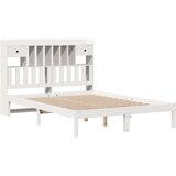 vidaXL Knjižna postelja brez vzmetnice bela 150x200 cm trdna borovina | Shoptok.si