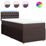 vidaXL Box spring postelja z vzmetnico temno rjav 90x190 cm blago, (21291222) | Shoptok.si