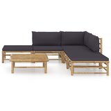 Maison Chic Seti vrtnega pohištva - Vrtna garnitura - Vrtni pohištvo set s temno sivimi blazinami 6-delna bambus, (21797414) | Shoptok.si