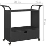 vidaXL Barska kolica s ladicom crna 100 x 45 x 97 cm od poliratana | shoptok.hr
