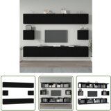 The Living Store Komplet TV omaric 6-delni črn inženirski les - Komplet TV Omaric, (21738350) | Shoptok.si