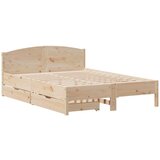 vidaXL Posteljni okvir z vzglavjem 140x190 cm trdna borovina, (21322543) | Shoptok.si