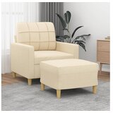 vidaXL Fotelja s tabureom krem 60 cm od tkanine Cijene