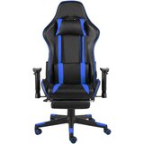 vidaXL Vrtljiv gaming stol z naslonjalom za noge moder PVC | Shoptok.si