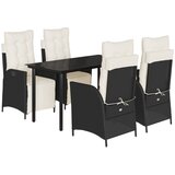  5-dijelni vrtni blagovaonski set s jastucima od poliratana crni Crna Dužina stola 140 cm | shoptok.hr