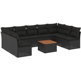  10-dijelni set vrtnih sofa s jastucima crni od poliratana | shoptok.hr