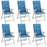  Jastuci za stolice 6 kom prošarano plavi 120x50x4 cm od tkanine