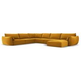 Mazzini Sofas Gorčično rumena žametna kotna sedežna garnitura v obliki črke "U" (levi kot) Vanda – | Shoptok.si