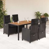  5-dijelni vrtni blagovaonski set s jastucima od poliratana crni | shoptok.hr