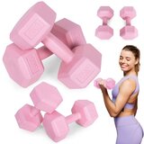  Set šesterokutnih bučica 2x3 kg, utezi za vježbanje, opterećenje za fitness, roza, ModernHome Cijene