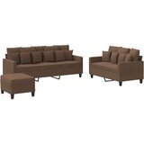  3-dijelni set sofa s jastucima smeđi od tkanine | shoptok.hr