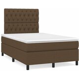 vidaXL Krevet s oprugama i madracem LED tamnosmeđi 120x190 cm tkanina | shoptok.hr