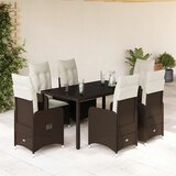  7-dijelni vrtni bistro set od poliratana s jastucima smeđi | Eponuda.com