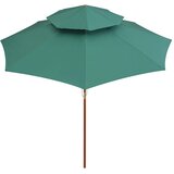  Dvoslojni suncobran 270 x 270 cm s drvenim stupom zeleni | Eponuda.ba
