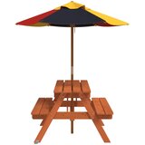  Stol za piknik za 4 djece sa suncobranom od masivne jelovine | shoptok.hr
