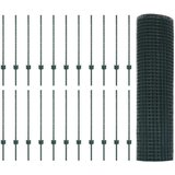 vidaXL Ograda od zavarene žice sa 22 U stuba zelena 0,8x50 m čelik | shoptok.hr