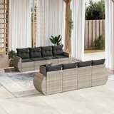 Maison Chic Seti vrtnega pohištva - Vrtna garnitura - Vrtni pohištvo set 9-delna z blazinami sv. siv poli ratan, (21797221) | Shoptok.si