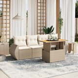 vidaXL 5-dijelni vrtni set sofa s jastucima bež od poliratana | shoptok.hr