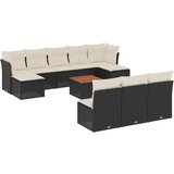 Maison Chic Seti vrtnega pohištva - Vrtna garnitura - Vrtni pohištvo set 11-delna z blazinami črn poli ratan, (21810440) | Shoptok.si