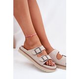 D.Franklin Ladies Suede Slippers With Buckles Beige | ePonuda.com