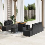 vidaXL 8-delna garnitura za vrt z blazinami Črna Poli Ratan Acacia | Shoptok.si