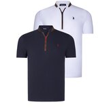 Dewberry DUAL SET T8571 ZIPPER MENS T-SHIRT-NAVY BLUE-WHITE Cijene