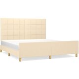  Posteljni okvir z vzglavjem krem 160x200 cm blago, (20905431) | Shoptok.si
