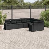 Maison Chic Seti vrtnega pohištva - Vrtna garnitura - Vrtni pohištvo set 9-delna z blazinami črn poli ratan, (21806115) | Shoptok.si