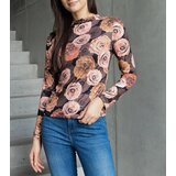 Gemre Dark beige blouse decorated with Amaya print | Shoptok.si