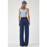  Women's Navy Blue High Waist Scuba Palazzo Trousers | shoptok.hr