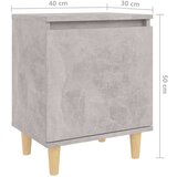 vidaXL noćni ormarić s drvenim nogama siva boja betona 40 x 30 x 50 cm | shoptok.hr