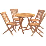  5-dijelni sklopivi vrtni bistro set Prirodna Čvrsto teak drvo Slike