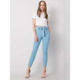 Fashionhunters Blue fabric trousers with belt