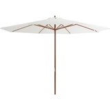  Zunanji senčnik z lesenim drogom 350 cm peščeno bel | Shoptok.si