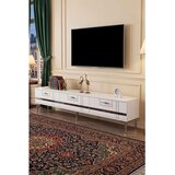 Hanah home TV komoda Ilay, 180 cm, bela / srebrna Cene