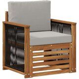  Srednja sofa za van Prirodna - Prirodna i svjetlosiva Drveni okvir s crnom užadi | shoptok.hr