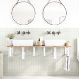  Zidna polica za umivaonik od čelika i masivnog bagremovog drva Smeđa 140 x 50 x 2 cm | Shoptok.si