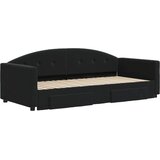  Dnevni krevet na razvlačenje s ladicama crni 90 x 190 cm baršun | shoptok.hr