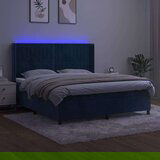  Box spring s madracem LED tamnoplavi 160x200 cm baršun | shoptok.hr