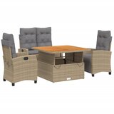  4-dijelni vrtni blagovaonski set od poliratana s jastucima bež 110 cm table length | shoptok.hr