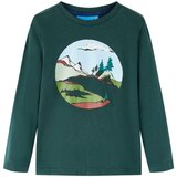 vidaXL Otroška majica z dolgimi rokavi temno zelena 128 Cene