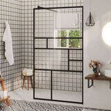 Pregrada za tuširanje s prozirnim staklom ESG 90 x 195 cm crna | shoptok.hr