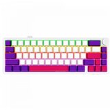 Lorgar Wireless mechanical gaming keyboard Pro, 2.4 GHz, BT, RGB Backlight, 16 modes, 66 keys, 50M presses, linear Toxic Purple switches, multimedia knob, built-in 3750 mAh battery, Hot Swap, Gasket mount, spring cable 2.3m, white red purple | ePonuda.com