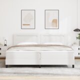  Krevet s podnicom i madracem bijele boje 200 x 200 cm umjetna koža | shoptok.hr